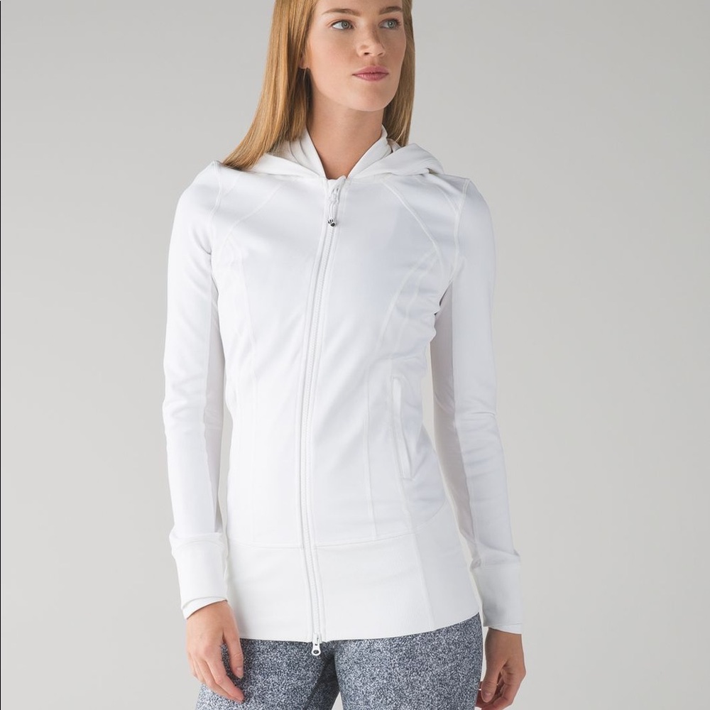 WHITE LULULEMON ZIP UP